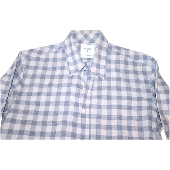 Billy Reid Gingham Button Shirt S Blue White Standard Fit Minimalist Casual - Picture 3 of 8